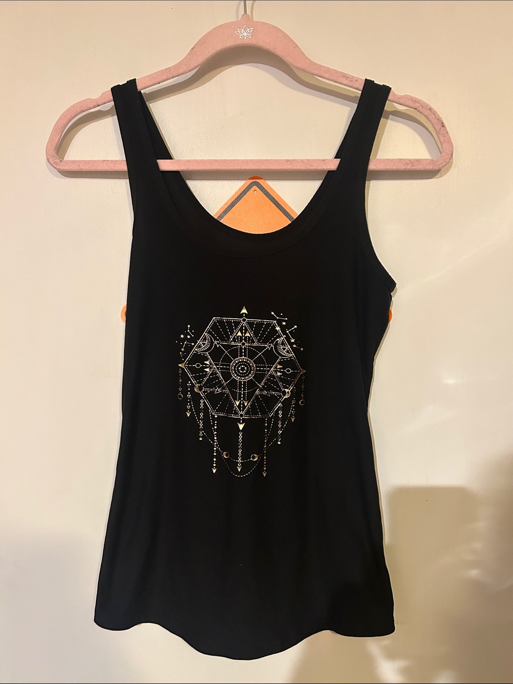 No Boundaries Black Tank with Metallic Geometric Print
